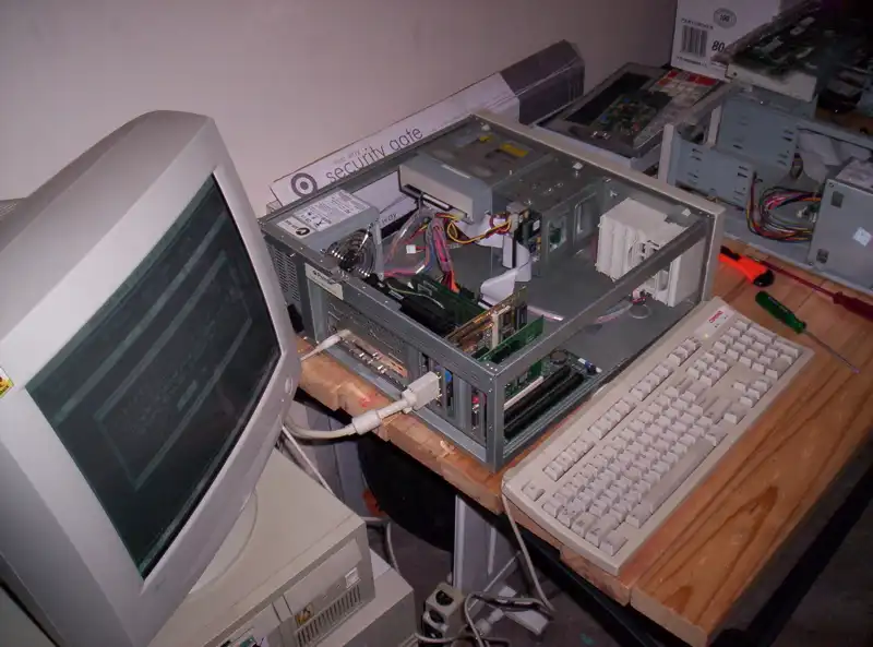 Computer with case open