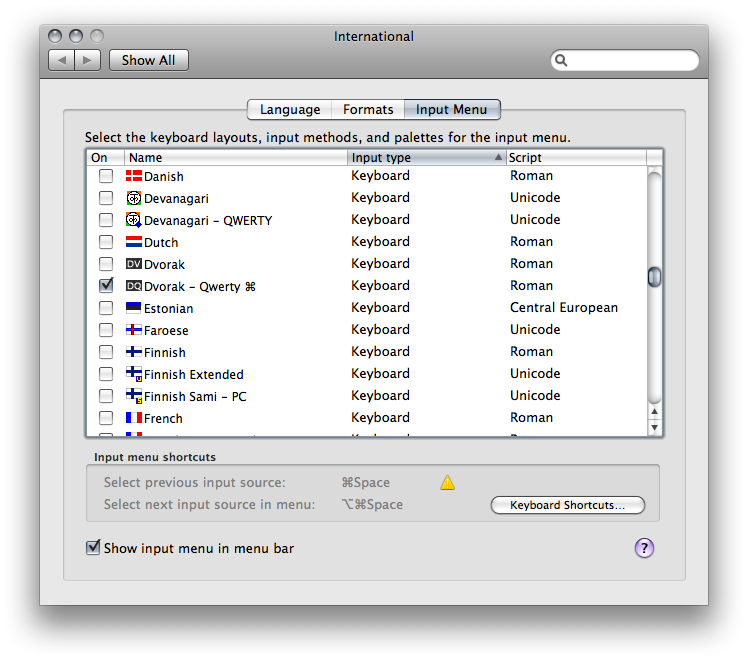 mac keyboard input menu