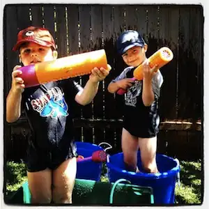 simon and josh with water pistol