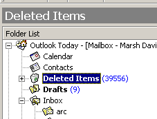 screenshot of inbox showing nearly 40,000 emails