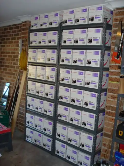 reflex boxes on shelves