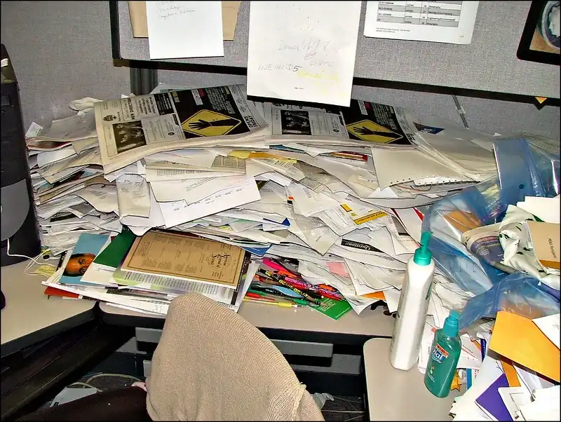 photo of messy desk